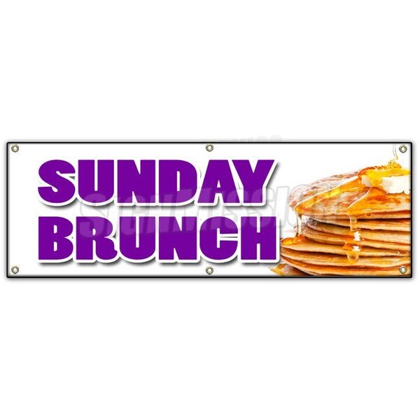 SUNDAY BRUNCH BANNER SIGN breakfast lunch champagne buffet egg benedict